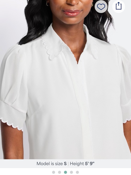 CeCe Tops - CeCe White Scallop-Trim Short Sleeve Blouse